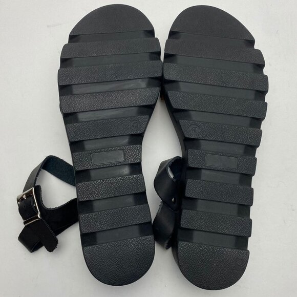 HERA SOFT Chunky Black & Brown Leather Platform Sandals Anti-Shock Sole Size 41 - Picture 7 of 7